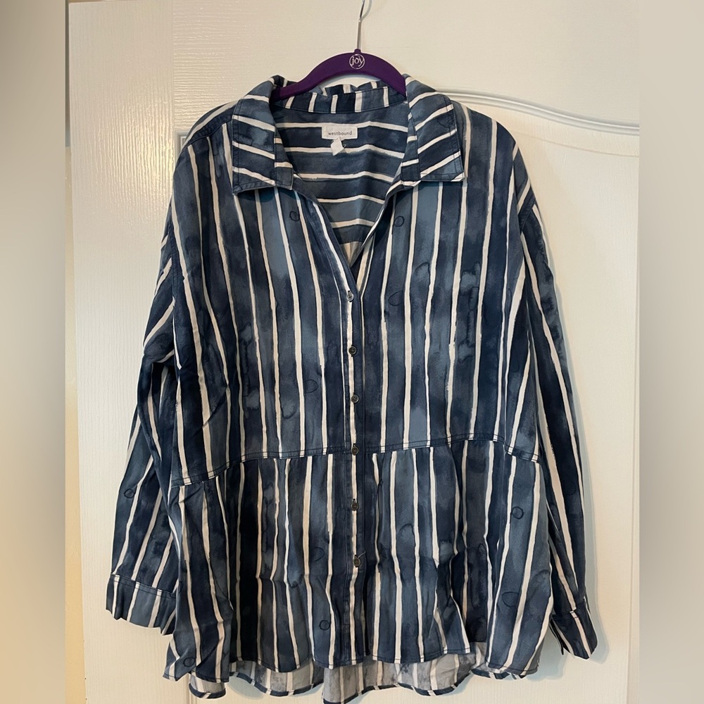 Westbound Blue and White Striped Blouse